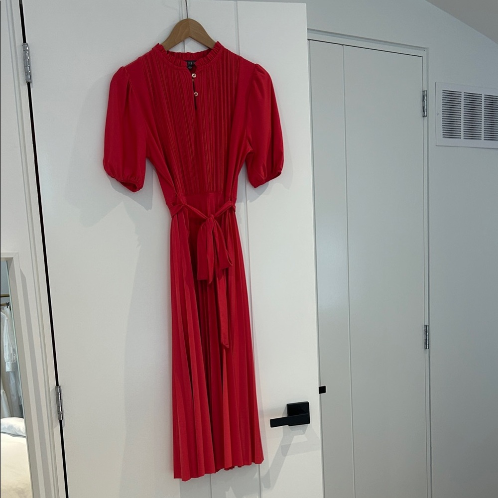 Sharagano Vibrant Red Midi Dress